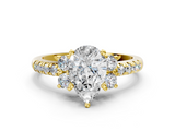Yellow gold Pear Diamond Three-Stone Pave Band with Four-Prong Setting_32
