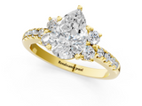 Yellow gold Pear Diamond Three-Stone Pave Band with Four-Prong Setting_33