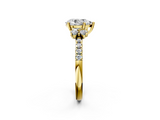 Yellow gold Pear Diamond Three-Stone Pave Band with Four-Prong Setting_34