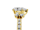 Yellow gold Pear Diamond Three-Stone Pave Band with Four-Prong Setting_37