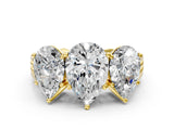 Yellow gold Pear Diamond Three-Stone Ring with Prong Setting and Textured Band_6