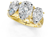 Yellow gold Pear Diamond Three-Stone Ring with Prong Setting and Textured Band_7