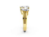 Yellow gold Pear Diamond Three-Stone Ring with Prong Setting and Textured Band_8