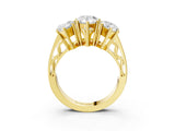 Yellow gold Pear Diamond Three-Stone Ring with Prong Setting and Textured Band_9