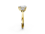 Yellow gold Pear Diamond Three-Stone Ring with Trapezoid Side Stones and Prong Setting_25