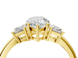 Yellow gold Pear Diamond Three-Stone Ring with Trapezoid Side Stones and Prong Setting_27