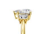 Yellow gold Pear Diamond Three-Stone Ring with Trapezoid Side Stones and Prong Setting_28
