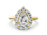 Yellow gold Pear Halo Cluster Diamond Engagement Ring with Prong Setting and Polished Band_20