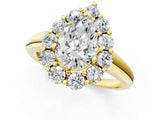 Yellow gold Pear Halo Cluster Diamond Engagement Ring with Prong Setting and Polished Band_21