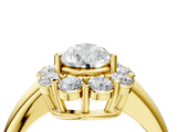 Yellow gold Pear Halo Cluster Diamond Engagement Ring with Prong Setting and Polished Band_24