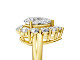 Yellow gold Pear Halo Cluster Diamond Engagement Ring with Prong Setting and Polished Band_25