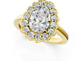 Yellow gold Pear Halo Cluster Diamond Engagement Ring with Solitaire Band and Prong Setting_47