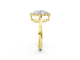 Yellow gold Pear Halo Cluster Diamond Engagement Ring with Solitaire Band and Prong Setting_48