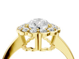 Yellow gold Pear Halo Cluster Diamond Engagement Ring with Solitaire Band and Prong Setting_50