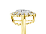 Yellow gold Pear Halo Cluster Diamond Engagement Ring with Solitaire Band and Prong Setting_51