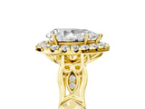 Yellow gold Pear Halo Diamond Engagement Ring with Filigree Band and Four-Prong Setting_86