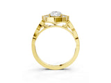 Yellow gold Pear Halo Diamond Engagement Ring with Milgrain Band and Four-Prong Setting_37