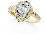 Yellow gold Pear Halo Diamond Engagement Ring with Pavé Band and Four-Prong Setting_142