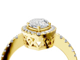 Yellow gold Pear Halo Diamond Engagement Ring with Pavé Band and Four-Prong Setting_145