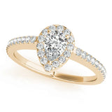Yellow gold Fancy Yellow Heart Cut Diamond Halo Engagement Ring with Pavé Band and Prong Setting