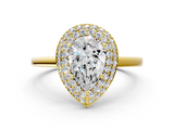 Yellow gold Pear Halo Diamond Engagement Ring with Solitaire Band and Four-Prong Setting_19