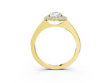 Yellow gold Pear Halo Diamond Engagement Ring with Solitaire Band and Four-Prong Setting_22