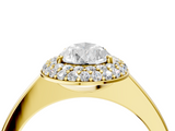 Yellow gold Pear Halo Diamond Engagement Ring with Solitaire Band and Four-Prong Setting_23