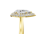 Yellow gold Pear Halo Diamond Engagement Ring with Solitaire Band and Four-Prong Setting_24