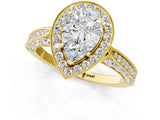 Yellow gold Pear Halo Diamond Engagement Ring with Split Shank Band and Four-Prong Setting_7