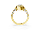 Yellow gold Pear Halo Diamond Engagement Ring with Split Shank Band and Four-Prong Setting_9