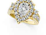 Yellow gold Pear Halo Diamond Engagement Ring with Split Shank and Four-Prong Setting 1