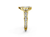 Yellow gold Pear Halo Diamond Engagement Ring with Split Shank and Four-Prong Setting 2