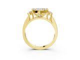 Yellow gold Pear Halo Diamond Engagement Ring with Split Shank and Four-Prong Setting 3