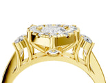 Yellow gold Pear Halo Diamond Engagement Ring with Split Shank and Four-Prong Setting 4