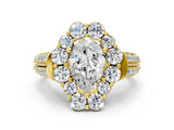 Yellow gold Pear Halo Diamond Engagement Ring with Split Shank and Prong Setting_66