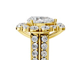 Yellow gold Pear Halo Diamond Engagement Ring with Split Shank and Prong Setting_71