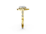 Yellow gold Pear Halo Diamond Engagement Ring with Twisted Band and Four-Prong Setting 2