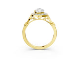 Yellow gold Pear Halo Diamond Engagement Ring with Twisted Band and Four-Prong Setting 3