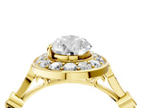 Yellow gold Pear Halo Diamond Engagement Ring with Twisted Band and Four-Prong Setting 4