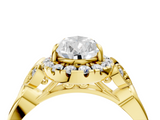 Yellow gold Pear Halo Diamond Engagement Ring with Vintage-Inspired Band and Four-Prong Setting_7
