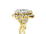 Yellow gold Pear Halo Diamond Engagement Ring with Vintage-Inspired Band and Four-Prong Setting_8