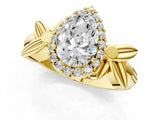 Yellow gold Pear Halo Diamond Floral Band with Four-Prong Setting_77