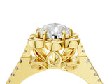 Yellow gold Pear Halo Diamond Floral Split Shank Engagement Ring 4