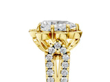 Yellow gold Pear Halo Diamond Floral Split Shank Engagement Ring 5