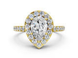 Yellow gold Pear Halo Diamond Pavé Band Ring with Prong Setting_20