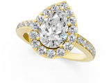 Yellow gold Pear Halo Diamond Pavé Band Ring with Prong Setting_21