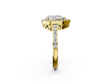 Yellow gold Pear Halo Diamond Pavé Band Ring with Prong Setting_22