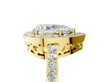 Yellow gold Pear Halo Diamond Pavé Band Ring with Prong Setting_25