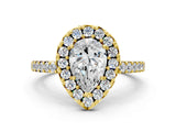 Yellow gold Pear Halo Diamond Pavé Solitaire Ring_63