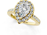 Yellow gold Pear Halo Diamond Pavé Solitaire Ring_64